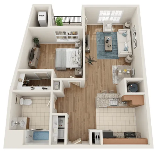 Floor plan Type E - One Bedroom