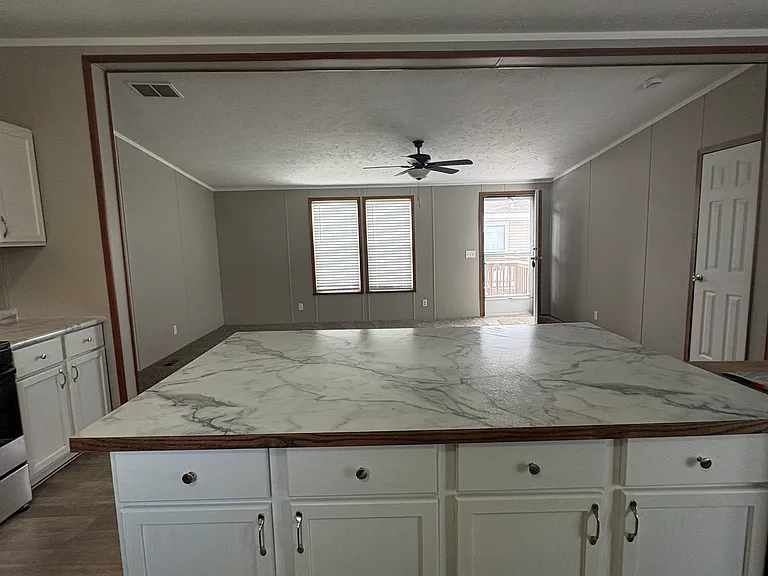 kitchen facing living room