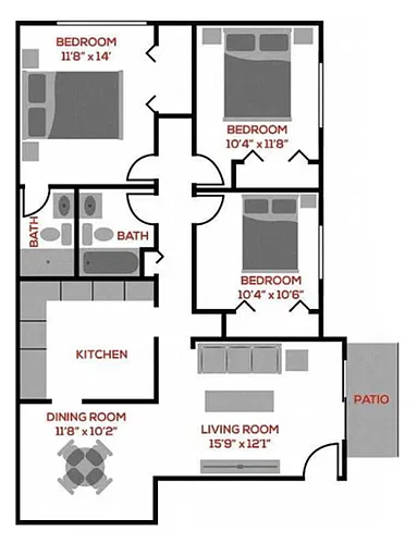 Floor plan 3 BR Floorplan