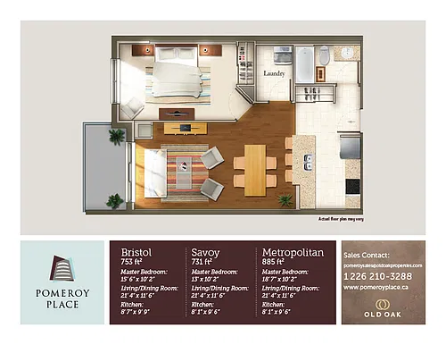 Floor plan 1A Bristol 1 Bed 1 Bath