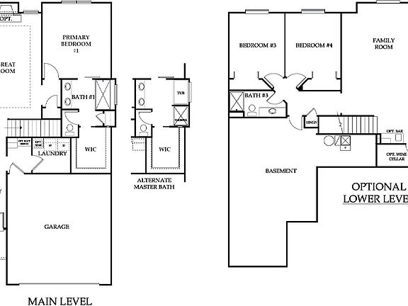 The Oakmont ll Plan Main Level Optional Lower Level