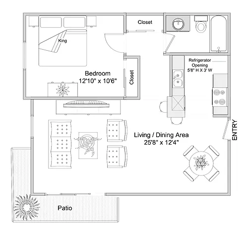 Floor plan 1 Bd 1 Ba