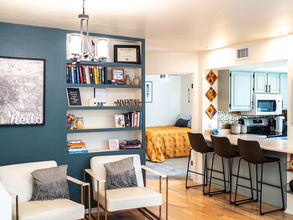 Reading Room + Kitchen (Guest Bedroom Visible)