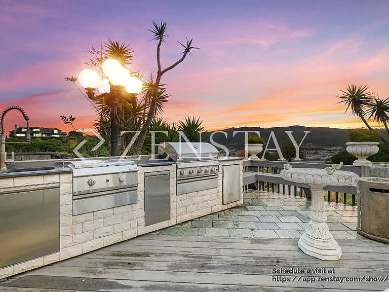 Back yard with fountains and small unheated pool