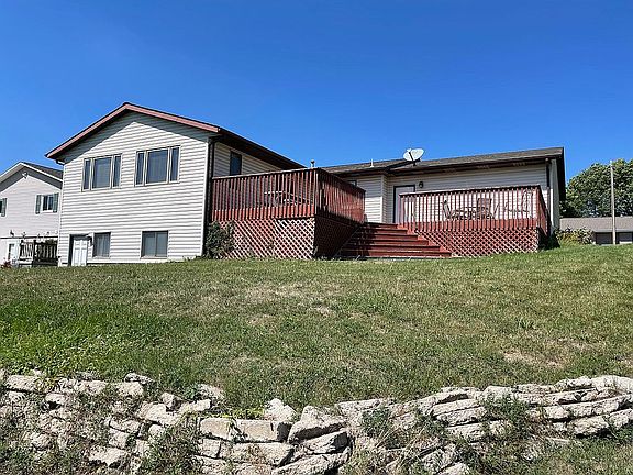 Large deck in backyard. 