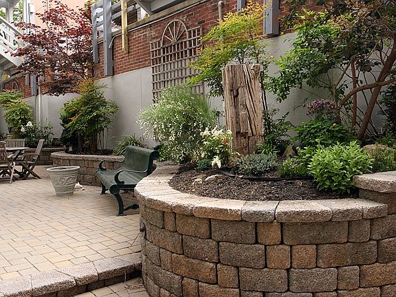 Common courtyard with gas grills.