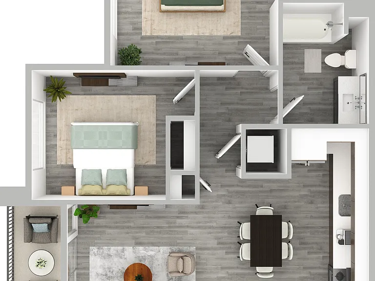 Two-Bedroom, One-Bathroom Apartment Two-Bedroom, One-Bathroom Apartment