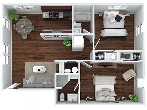 Floor plan 2-bed 2 bath Renovated flat at Summer Pointe