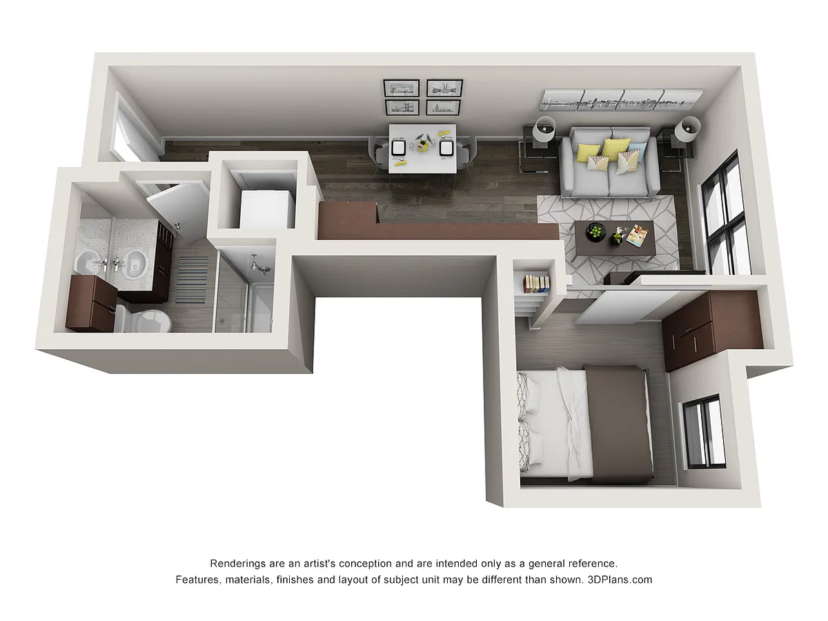 Floor plan Moonstone 0 Bed, 1 Bath