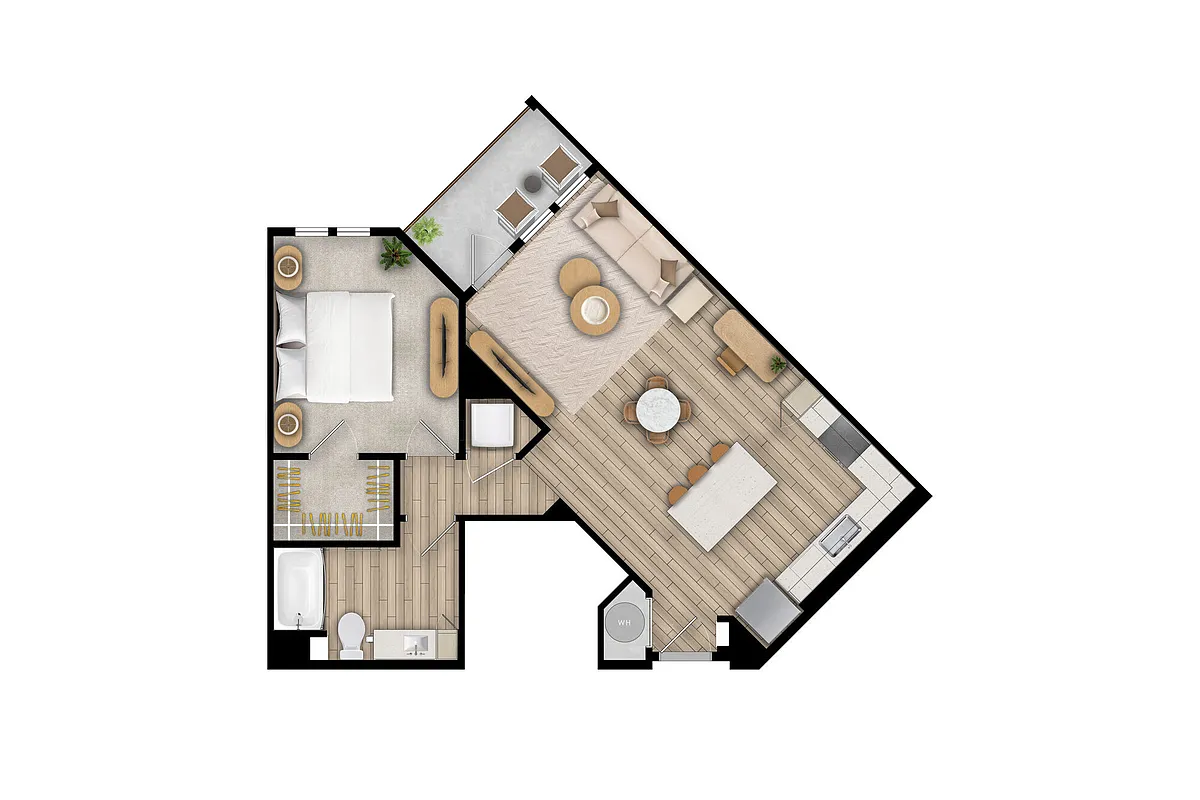 Floor plan A2 - 1X1