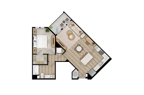 Floor plan A2 - 1X1