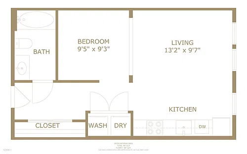 Floor plan 0 bedroom 1 bath