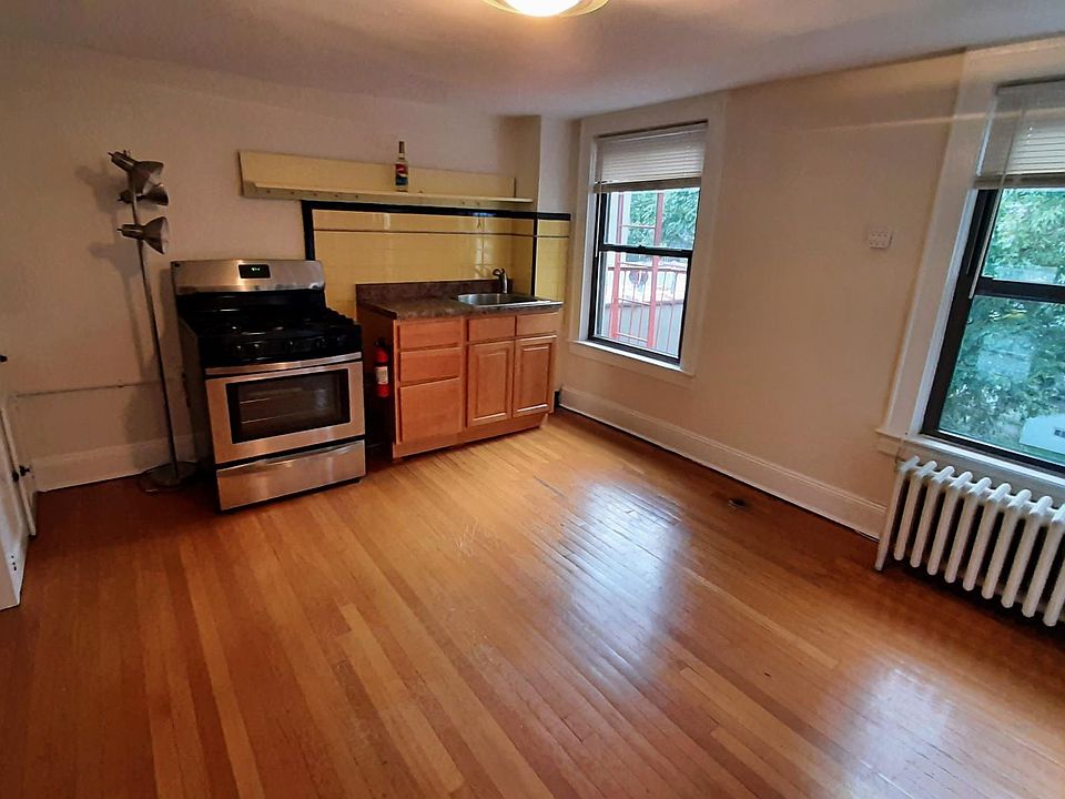 Looking across kitchen from bathroom
