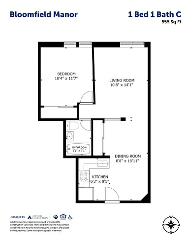 Floor plan 1 Bed 1 Bath C