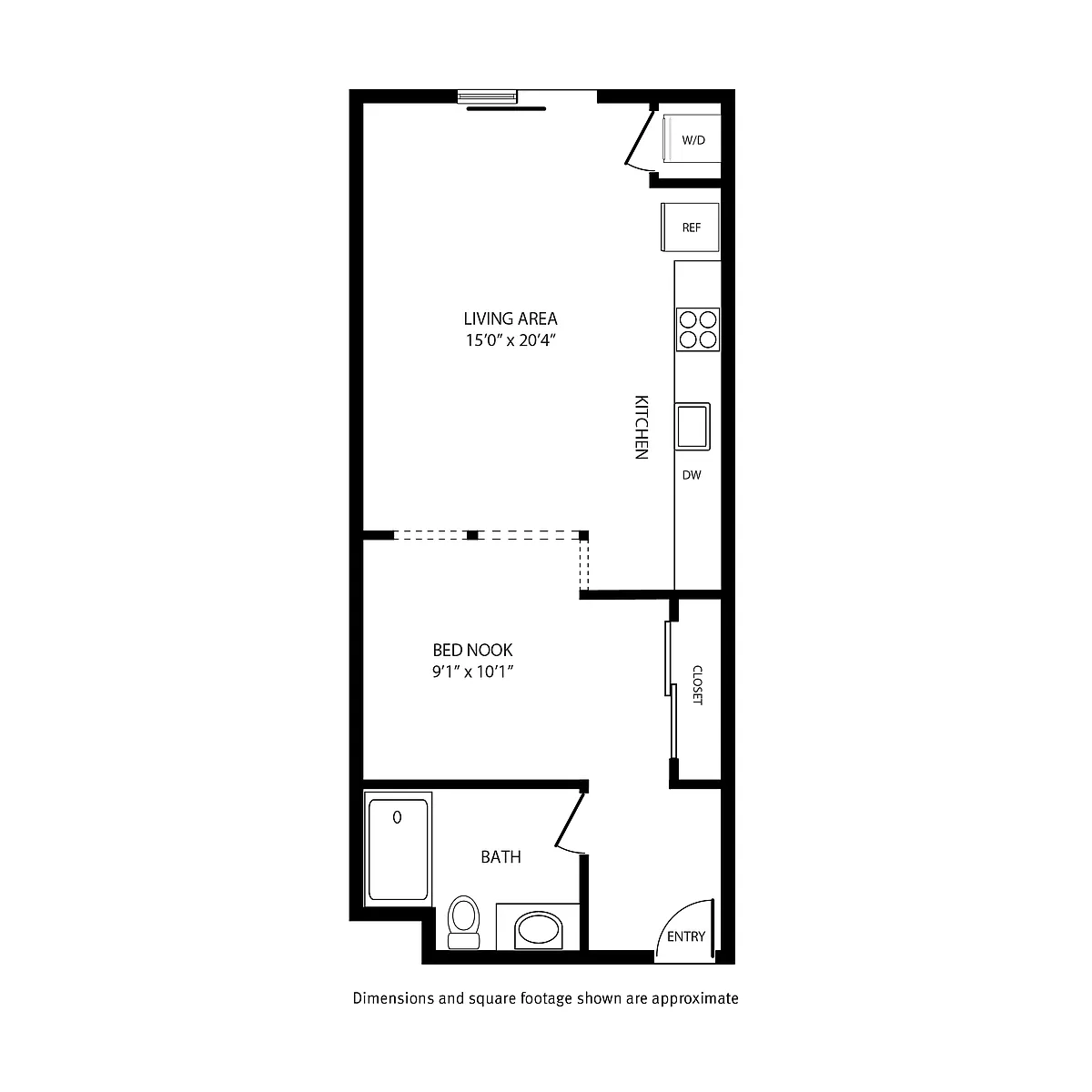 Floor plan Urban 1 Bed 1 Bath E