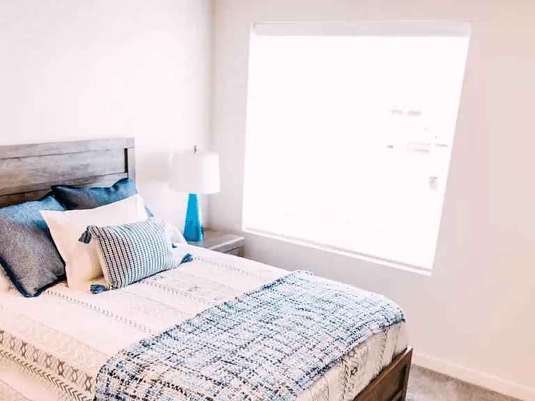 Bedroom in a staged unit at Heartland Flats North Platte.