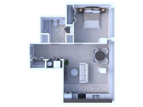 Floor plan 1 Bedroom/1 Bathroom - 687