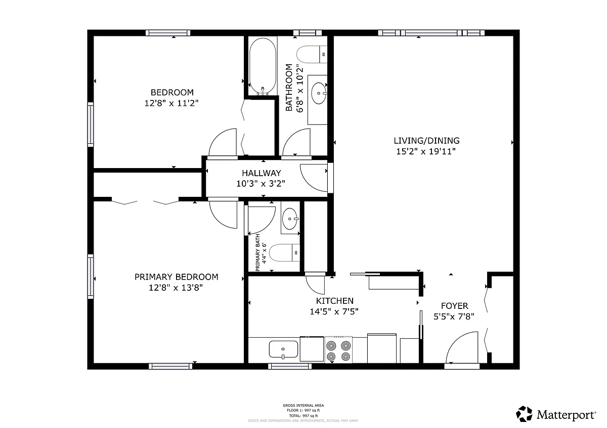 Floor plan 2B/1.5B