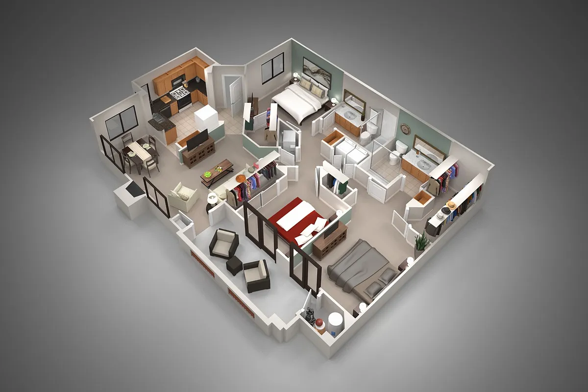 Floor plan Three Bedroom/Two Bath