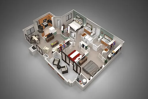 Floor plan Three Bedroom/Two Bath
