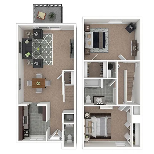 Floor plan Two Bedroom Townhome