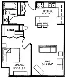 Floor plan One Bedroom F