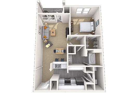 Floor plan Traditional 1x1 830 SF