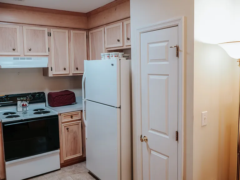 Kitchen with pantry door