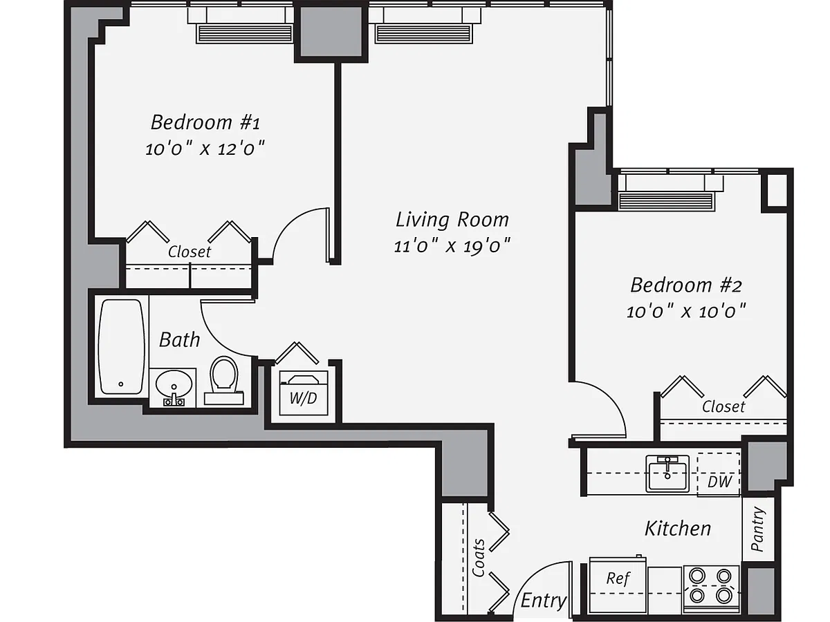 Floor plan B1-1 (768 sq ft)