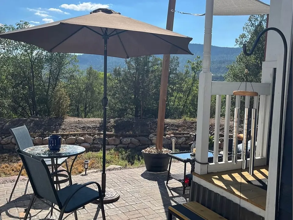 Patio with views of the Animus river valley.