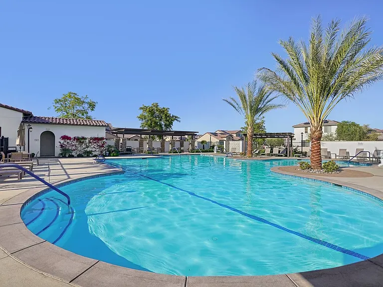 The communal pool is perfect for swimming laps.