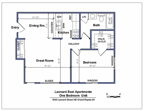 Floor plan 1 Bedroom, 1 Bathroom
