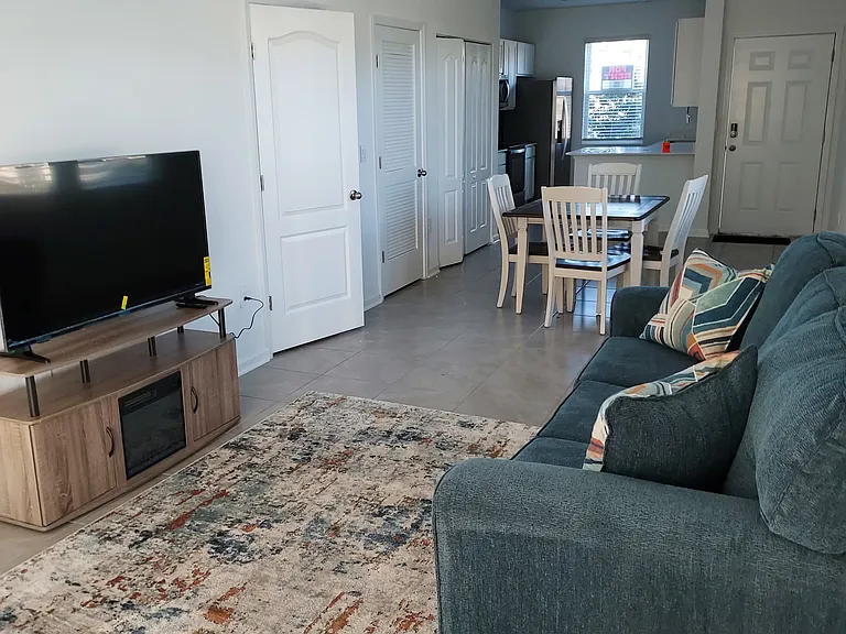 Living room and dining area