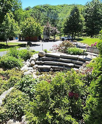 Waterfall in patio area