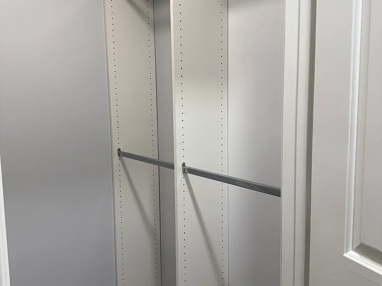 Updated closet - one side is for double hang and the other is single hang.