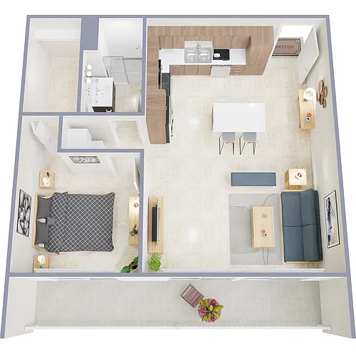 Floor plan 1 Bedroom, 1 Bathroom