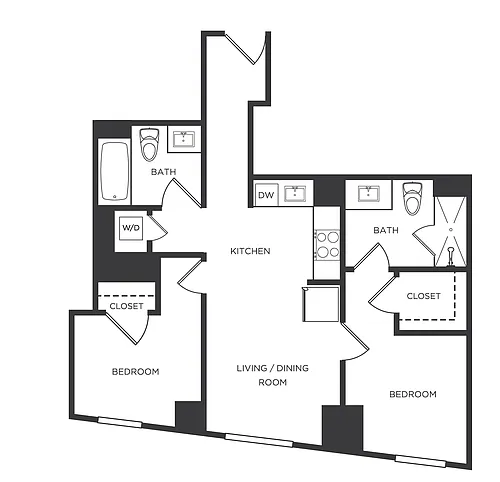 Floor plan 2 Bed/2 Bath-H