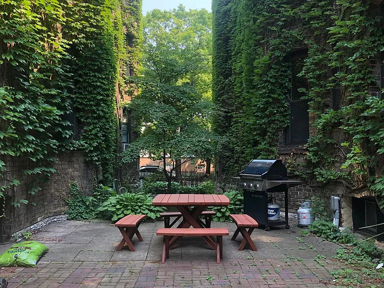 Shared courtyard and grill between the two condo buildings