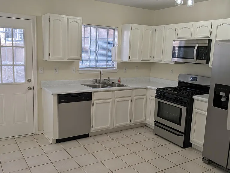 Kitchen and side door.