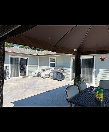 Large stamped concrete patio