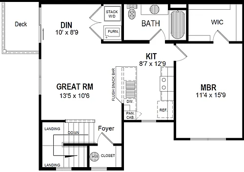 Floor plan 1 Bed 1 Bath Upper