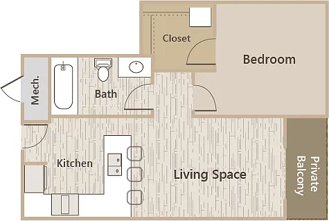 Floor plan 1B1B-M