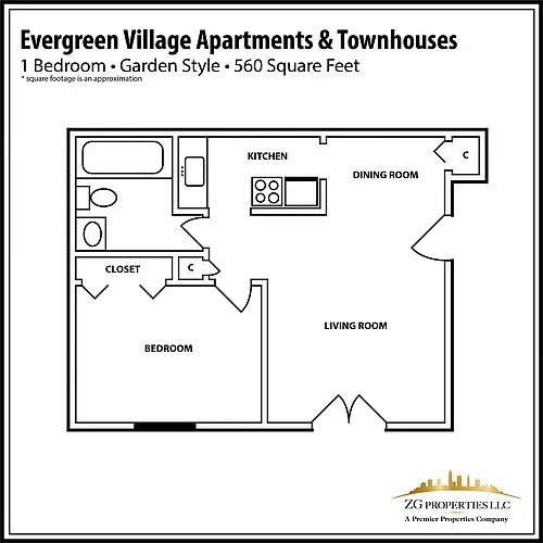 Floor plan 1 Bedroom Apartment