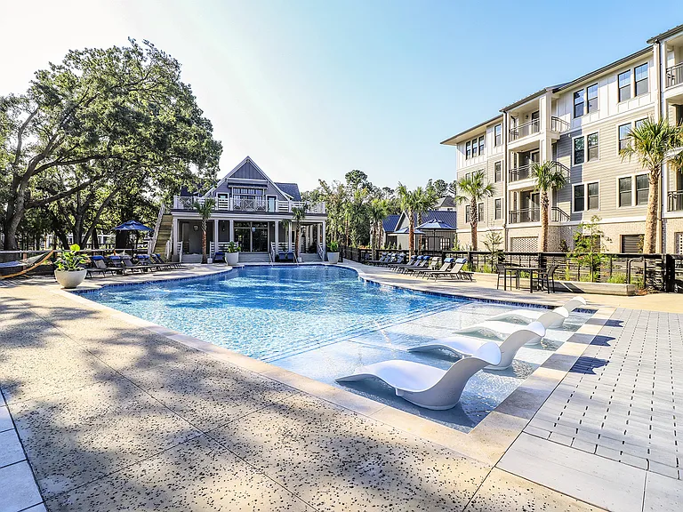Resort-style saltwater pool with sundeck