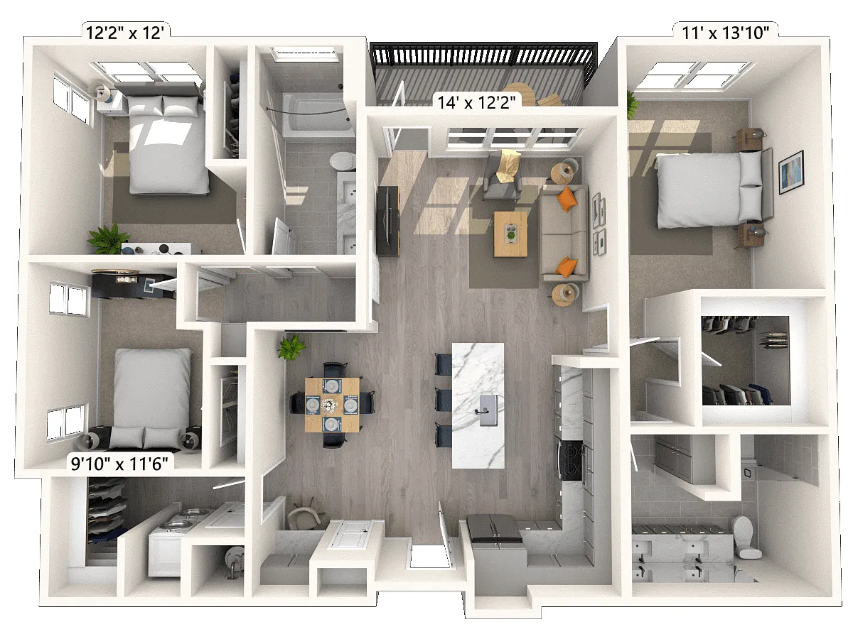 Floor plan C1 3x2 1386 SF