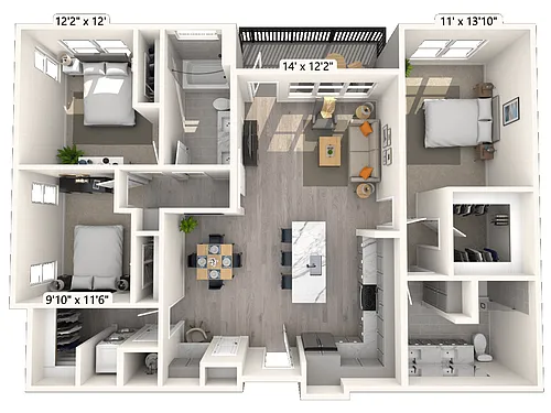 Floor plan C1 3x2 1386 SF