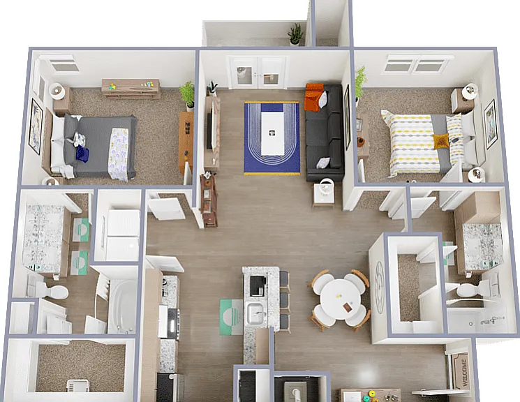 2 Bed, 2 Bath, 1,078 SqFt 2 Bed, 2 Bath, 1,078 SqFt
