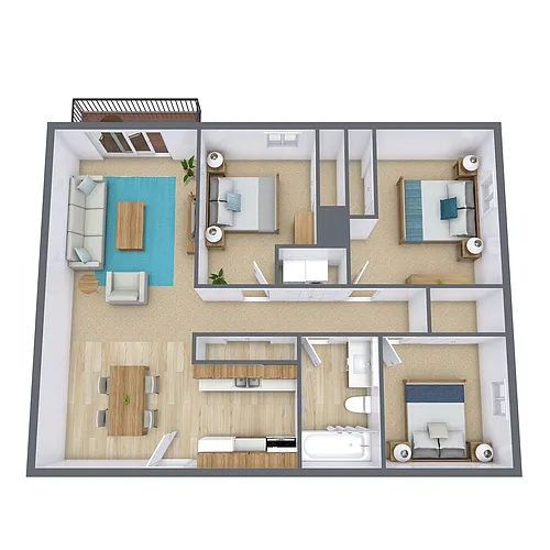Floor plan Three Bedroom 31C