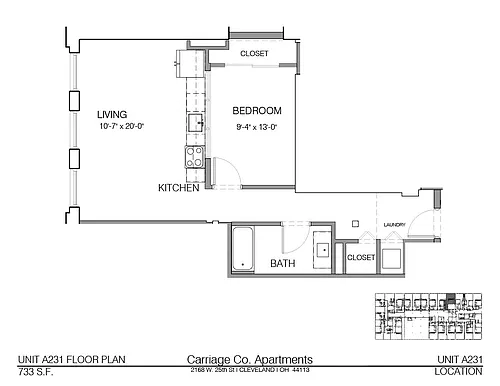 Floor plan c1-733 - 1 bed, 1 bath