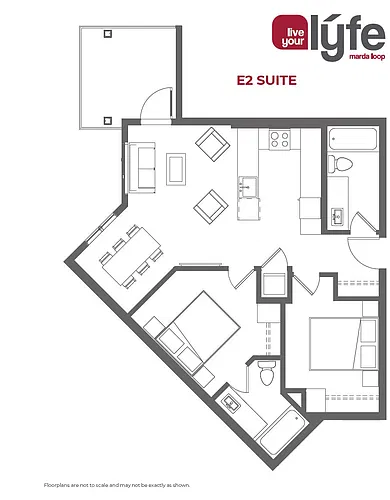 Floor plan 2 Bedroom Jr 2 Bed 2 Bath